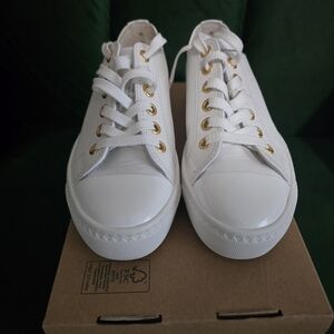 PAUL GREEN White Low-Top Sneakers with Gold Eyelets